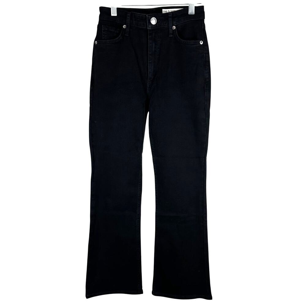 Rag & Bone Casey High Waist Ankle Flare Leg Jeans Black Women's Size 24 NEW